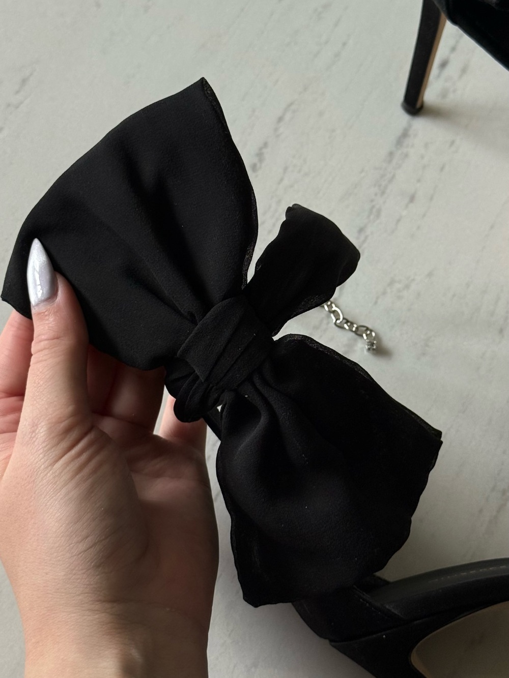 Giuseppe Zanotti Black Satin Bow & Crystal Stiletto Sandals - Picture 3 of 6